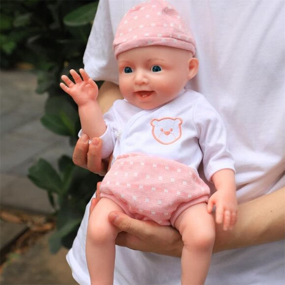 🆕17”Inch Realistic Full Silicone Reborn Baby Doll Girl Bald Doll  with Smile - Picture 2 of 8